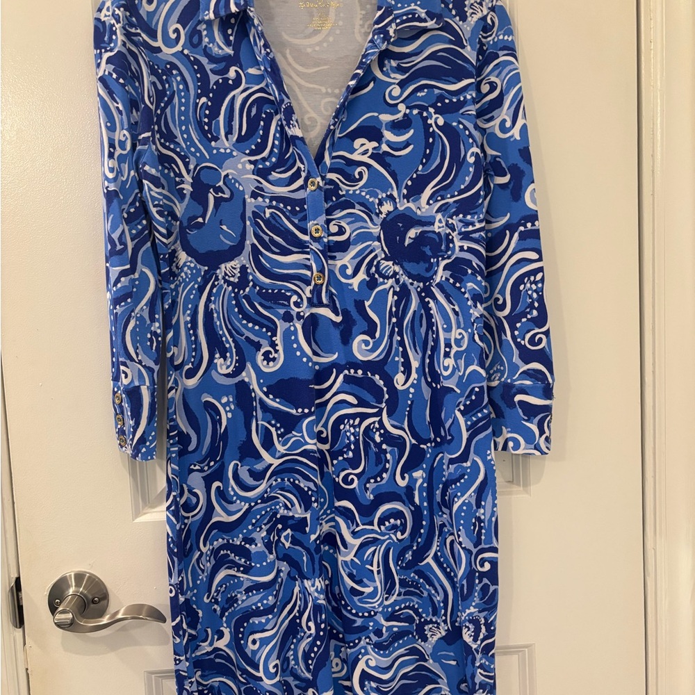Lilly Pulitzer Blue and White Long Sleeve Dress